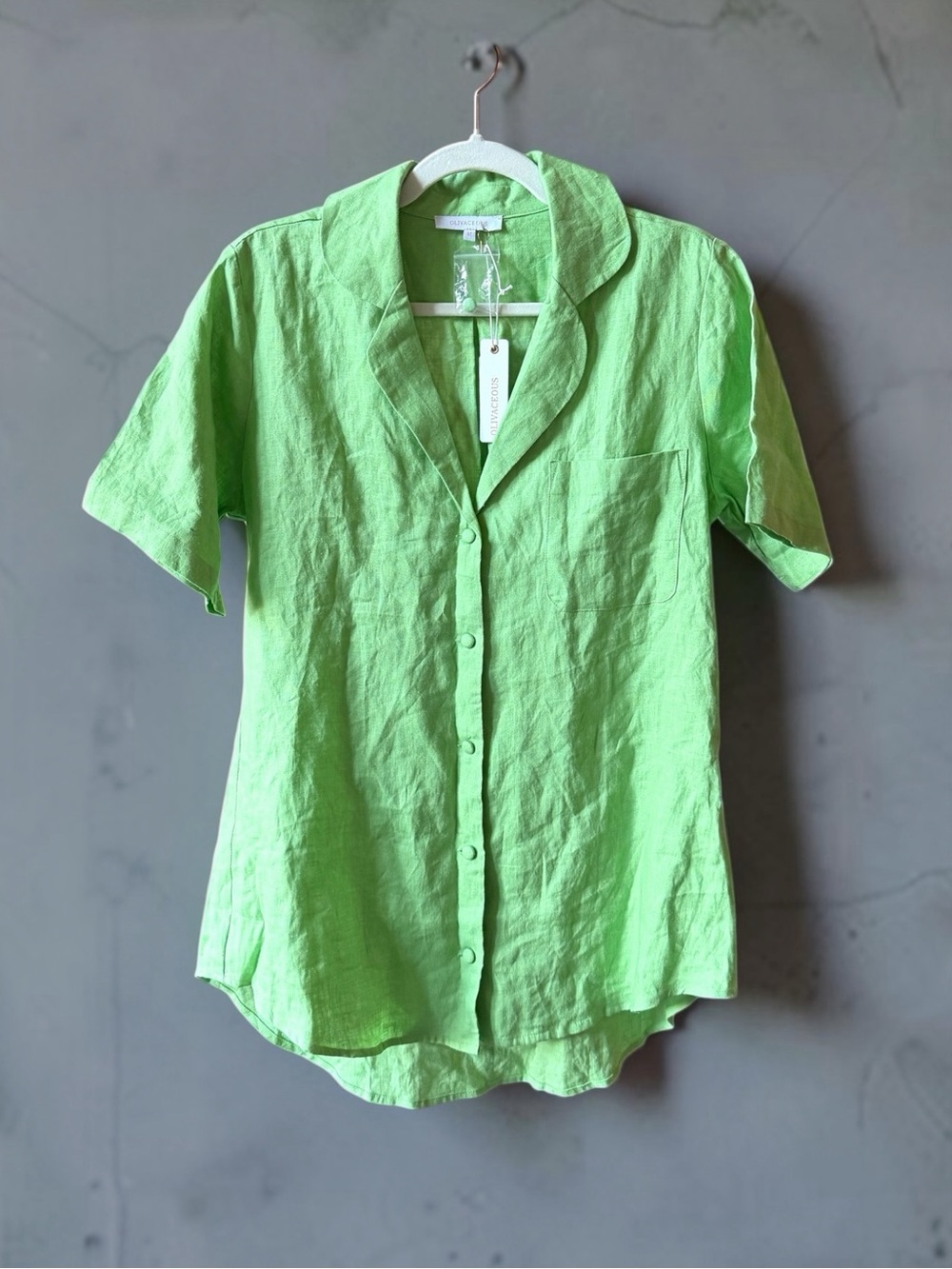 Olivaceous Kristen Green Linen Top
